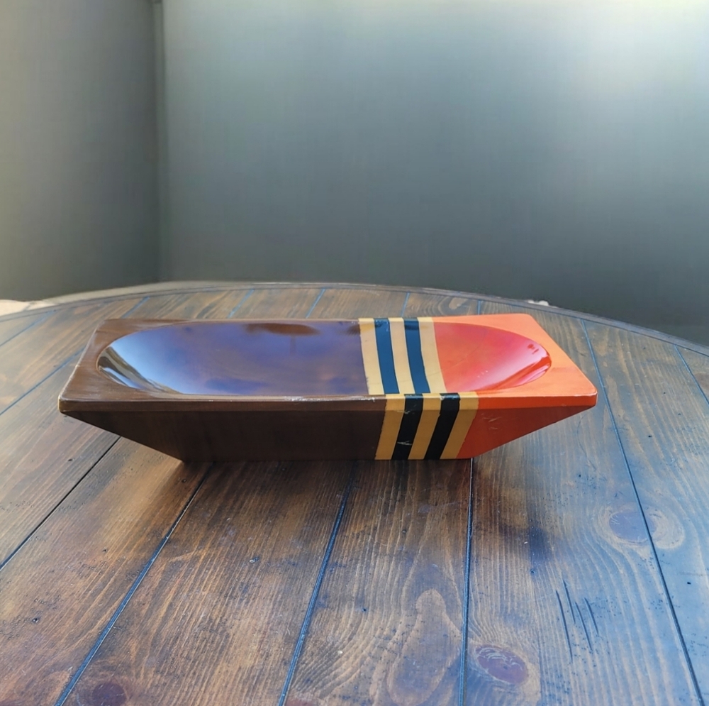 Vintage MCM Decorative Striped Bowl